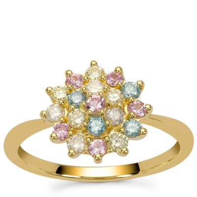 Multi Diamonds & Pink Sapphire Diamonds in 9K Gold 0.75ct