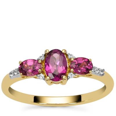 Comeria Garnet Ring with White Zircon in 9K Gold 1cts