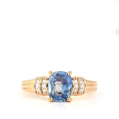 Ceylon Blue Sapphire Ring with Diamond in 18k Gold 2.09cts