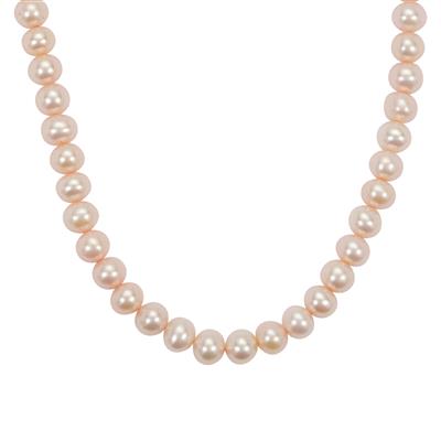 Pink Cultured Pearl Necklace in Gold Plated Sterling Silver (6mm)