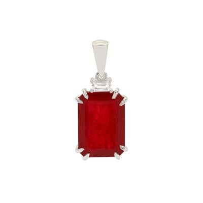 Ruby Quartz Pendant with White Topaz in Sterling Silver 6.50cts 