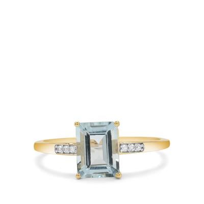 Pedra Azul Aquamarine Ring with White Zircon in 9K Gold 1.40cts