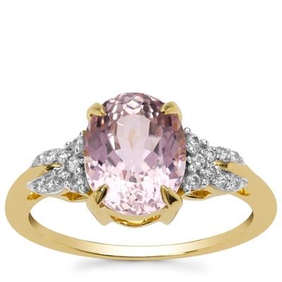 Mawi Kunzite Ring with White Zircon in 9K Gold 3.30cts