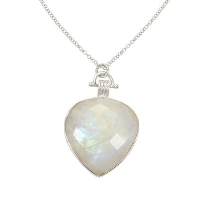 Rainbow Moonstone Necklace in Sterling Silver 50cts