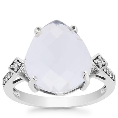 Golconda Quartz Ring with White Zircon in Sterling Silver 5.72cts