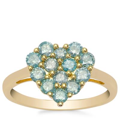 Ice Blue Diamond Ring in 9K Gold 1ct