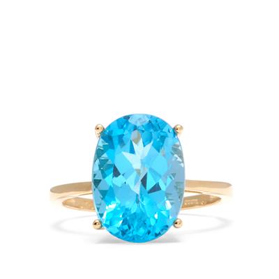 Swiss Blue Topaz Ring in 9K Gold 7cts
