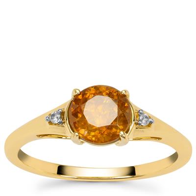 Sphalerite Ring with White Zircon in 9K Gold 1.55cts