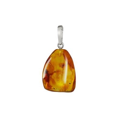 Baltic Cognac Amber Pendant in Sterling Silver 
