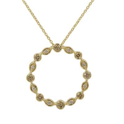 Champagne Diamonds Pendant Necklace with Golden Ivory Diamonds in 9K Gold 0.36cts