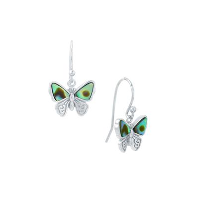 Paua Butterfly Earrings in Sterling Silver 