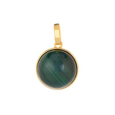 Black Onyx Pendant with Congo Malachite in Gold Tone Sterling Silver 37.50cts