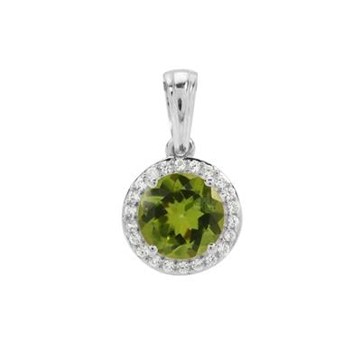 Jilin Peridot Pendant with White Zircon in Sterling Silver 1.45cts