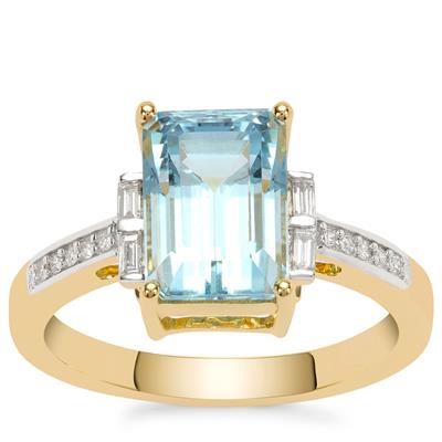 Aquamarine Ring with Diamonds in 18K Gold 3.46cts