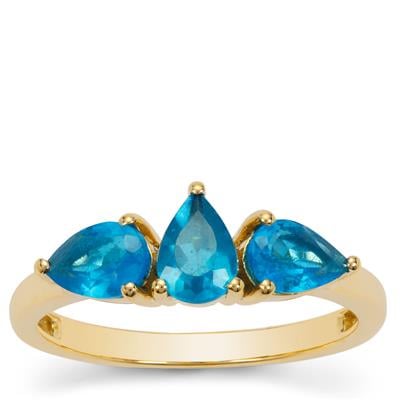 Vivid Blue Apatite Ring in 9K Gold 1.20cts