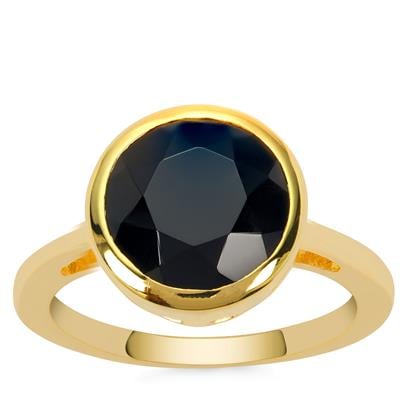 Black Spinel Ring in Gold Plated Sterling Silver 4.50cts