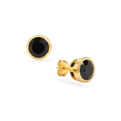Black Spinel Earrings in Gold Plated Sterling Silver 5cts