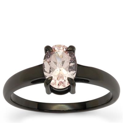 Alto Ligonha Morganite Ring in Ruthenium Plated Sterling Silver 1cts