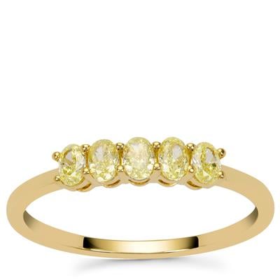 Natural Yellow Diamonds Ring in 9K Gold 0.51cts