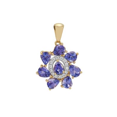 AA+ Tanzanite Pendant with White Zircon in 9K Gold 2.75cts