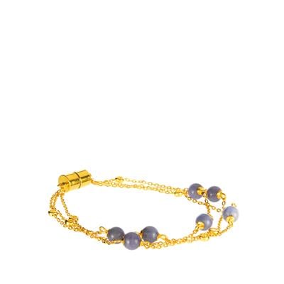 Tanzanite Bracelet with White Topaz in Gold Tone Sterling Silver 14.71cts 