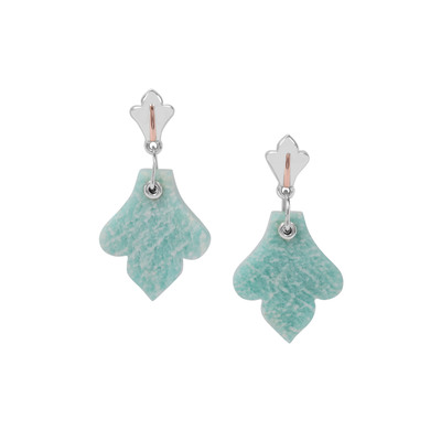 Amazonite Earrings in Two Tone Gold Plated Sterling Silver 18.62cts