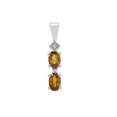 Ambilobe Sphene Pendant with White Zircon in Sterling Silver 1.25cts