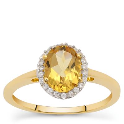 Heliodor Ring with White Zircon in 9K Gold 1.20cts