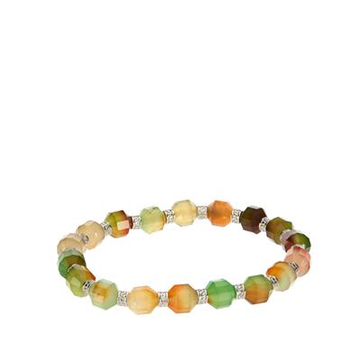 Multi-Colour Agate Stretchable Bracelet in Sterling Silver 50cts 