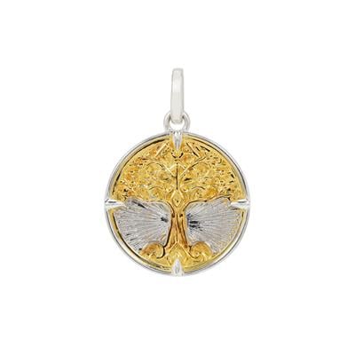 Two Tone Gold Plated Sterling Silver Tree of Life Pendant  
