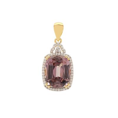 Pink Diaspore Pendant with Diamonds in 18K Gold 12.09cts 