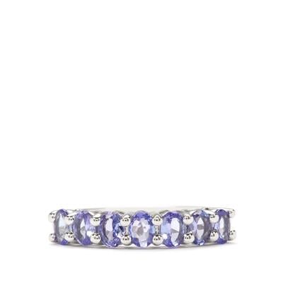 AA Tanzanite Ring in Platinum Plated Sterling Silver 1.16cts