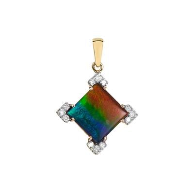 AA Ammolite Pendant with Canadian Diamond in 9K Gold