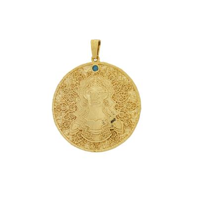  'Juno' Blue Lagoon Diamond Pendant in Gold Plated Sterling Silver 
