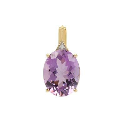 Rose De France Amethyst Pendant with White Zircon in 9K Gold 12.45cts