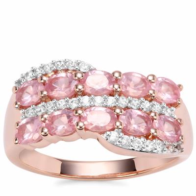 Mozambique Pink Spinel Ring with White Zircon in Rose Gold Vermeil 2.36cts