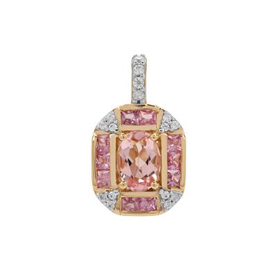Idar Pink Morganite, Sapphire & White Zircon Pendant in 9K Gold 1.45cts