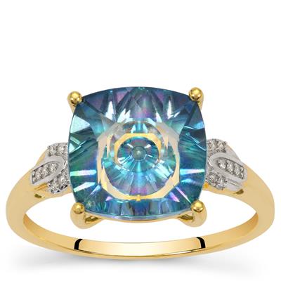 Lehrer Kaleidoscut Rio Aqua Topaz, Neon Apatite & Diamond Ring in 9K Gold 4.10cts