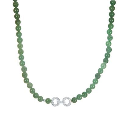 Type A Olmec Jadeite Necklace with White Topaz in Sterling Silver 170.20cts