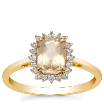 Rose Danburite Ring with White Zircon in 9K Gold 1.80cts