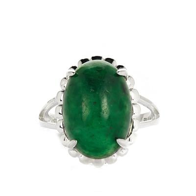 Fuchsite Quartz Ring in Sterling Silver 10cts