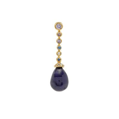 Thai Sapphire, Tanzanite Pendant with White Zircon in Gold Plated Sterling Silver 10.05cts (F)