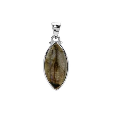 Pink Flash Labradorite Pendant in Sterling Silver 14cts