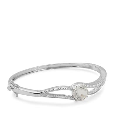 White Topaz Bangle with White Zircon in Sterling Silver 5.95cts