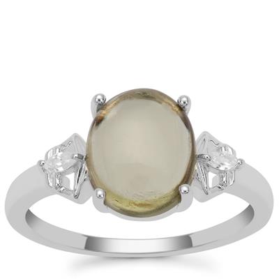 Menderes Diaspore Ring with White Zircon in Sterling Silver 3.02cts