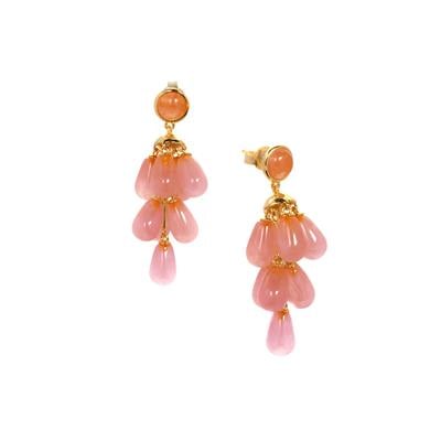 Rose Quartz Earrings in Gold Tone Sterling Silver 39.63cts