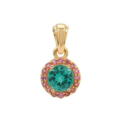 Botli Green Apatite Pendant with Pink Tourmaline in 9K Gold 1.55cts