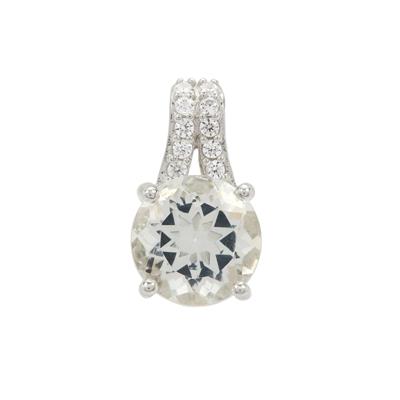 Himalayan Beryl Pendant with White Zircon in Sterling Silver 1.90cts