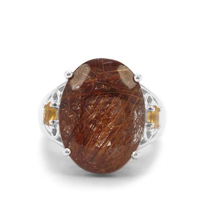 Bahia Rutilite Ring with Diamantina Citrine in Sterling Silver 16.71cts