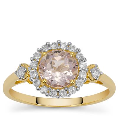 Idar Pink Morganite Ring with White Zircon in 9K Gold 1.50cts